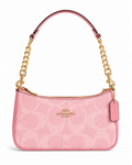 Pink Coach Shoulder Bag with Gold Chain Strap
