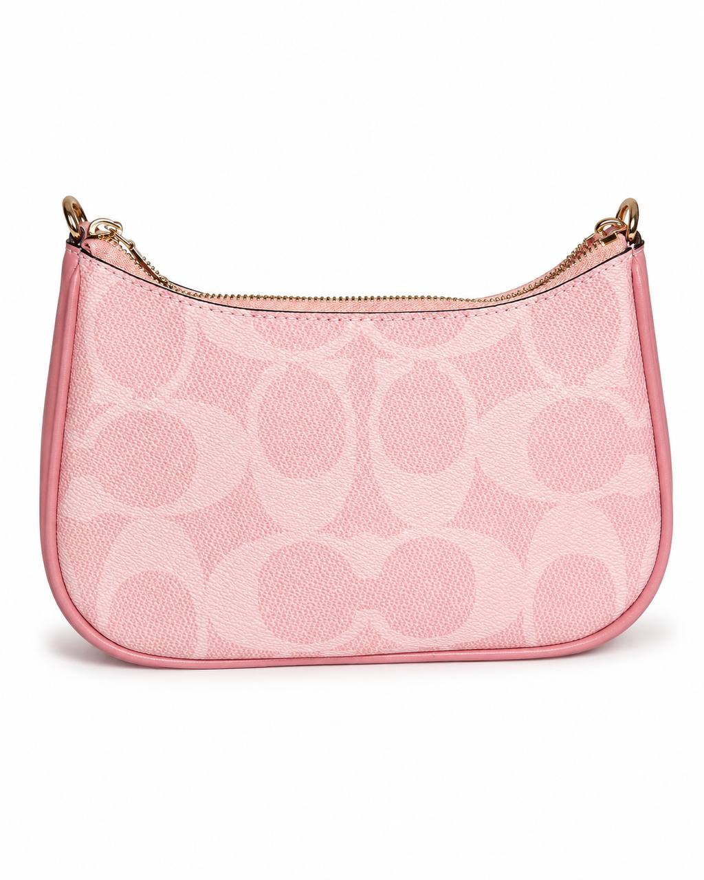 Pink Coach Shoulder Bag with Gold Chain Strap